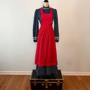 Vintage Handmade Dress with Red Apron Sz S